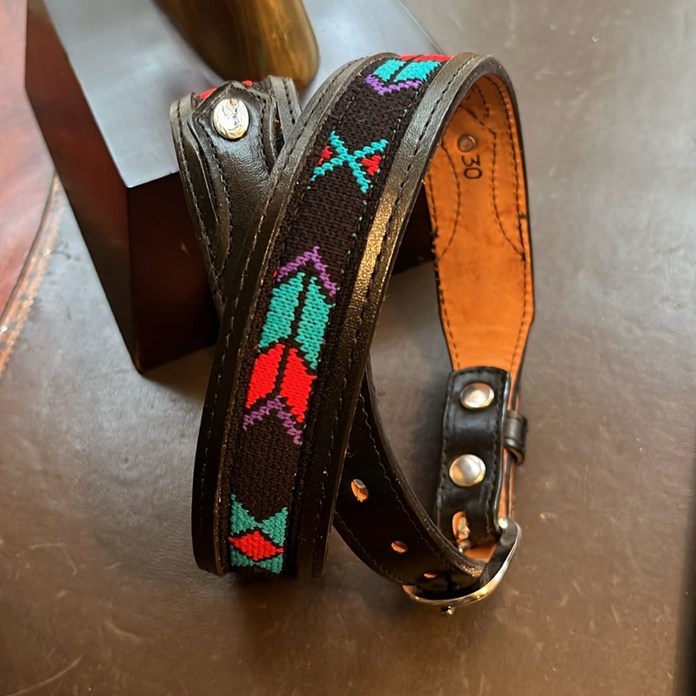 Aztec Handcrafted Leather Belt in Tan with Black Edging - Picture 3 of 14